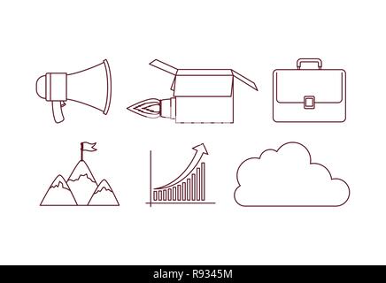 business success set icons Stock Vector