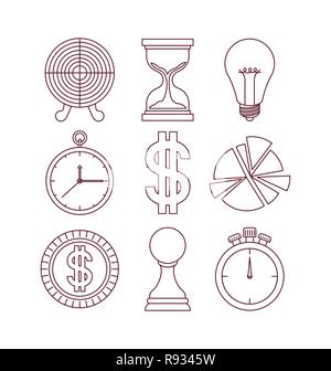 business success set icons Stock Vector