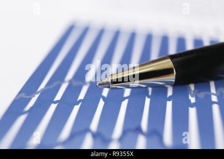 close up. pen and financial chart. business background Stock Photo
