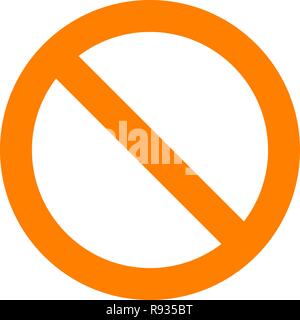 No sign - orange thick simple, isolated - vector illustration Stock Vector