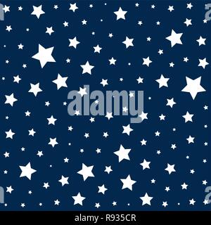 Simple pattern with deep blue stars on a white background. Stock Vector
