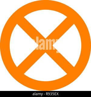 No sign - orange thick simple, isolated - vector illustration Stock Vector