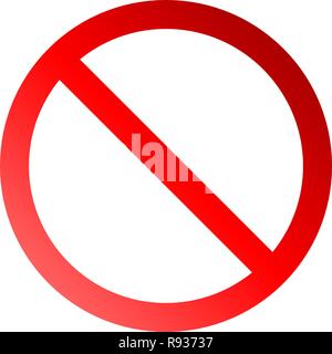 No sign - red thin gradient, isolated - vector illustration Stock Vector