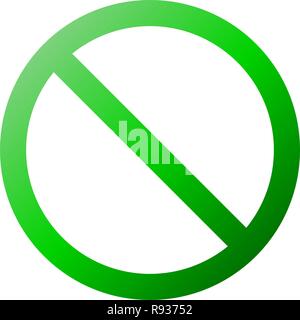 No sign - green thin gradient, isolated - vector illustration Stock Vector