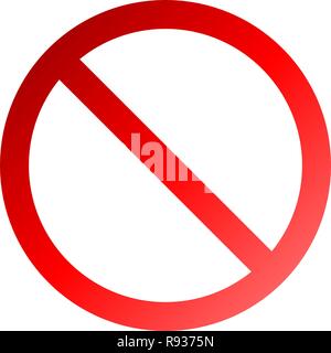 No sign - red thin gradient, isolated - vector illustration Stock Vector
