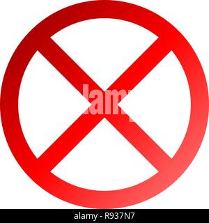 No sign - red thin gradient, isolated - vector illustration Stock Vector