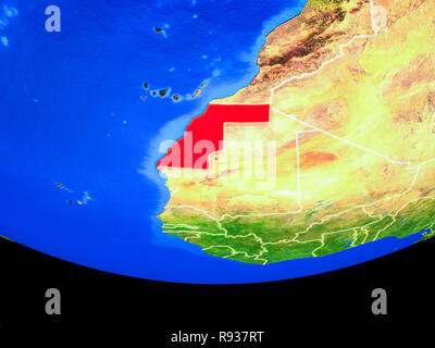 Western Sahara on model of planet Earth with network and international ...