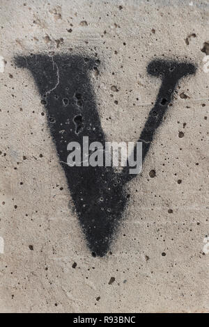 stencil letters in spray paint, letter v Stock Photo