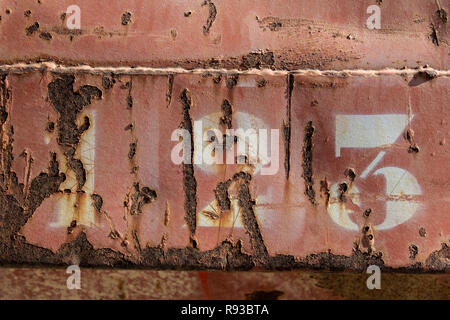 scratched rusty metal texture number one hundred twenty three, number 123 Stock Photo