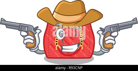 Cowboy quilted bag isolated on a mascot Stock Vector