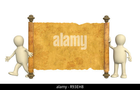 Puppets with the ancient manuscript in a hand Stock Photo