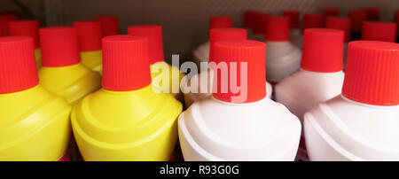 Plastic bottles in a shop Stock Photo