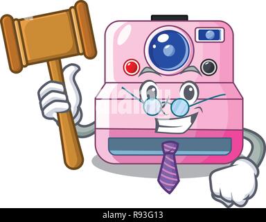Judge instant camera isolated on a mascot Stock Vector