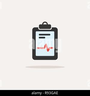 Medical chart color icon with shade. Cardiogram report. Heart graph. Vector illustration Stock Vector