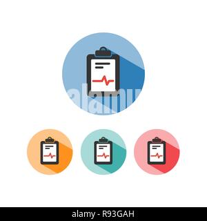Medical chart icon colored circles. Cardiogram report. Heart graph. Vector illustration Stock Vector