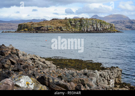 Small rocky island of Eilean Mor on Loch Torridon, Applecross Peninsula, Wester Ross, Highland Region, Scotland Stock Photo