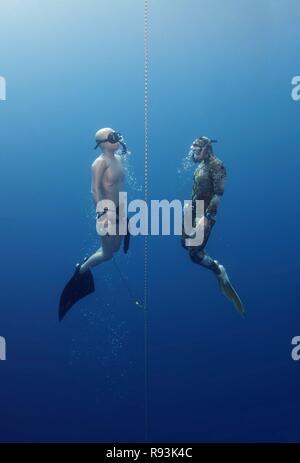 Freedivers, Mediterranean Sea, Kaş, Kas, Turkey Stock Photo