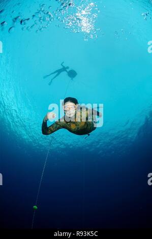 Freedivers, Mediterranean Sea, Kaş, Kas, Turkey Stock Photo