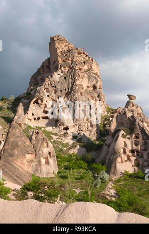 Rock formations, Fairy chimneys, Uchisar, Göreme National Park, Unesco World Heritage Site, Cappadocia, Turkey Stock Photo
