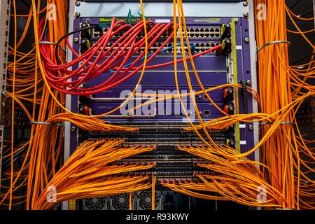 Network servers, cabling in a server room, Germany Stock Photo