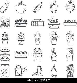Greenhouse plant icon set. Outline set of greenhouse plant vector icons for web design isolated on white background Stock Vector