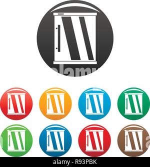 Mini refrigerator icons set 9 color vector isolated on white for any design Stock Vector
