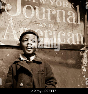 Harlem newsboy - New York, NY. Circa June 1943. Photograph by Gordon Parks/FSA  This archival print is available in the following sizes:  8' x 10'   $15.95 w/ FREE SHIPPING 11' x 14' $23.95 w/ FREE SHIPPING 16' x 20' $59.95 w/ FREE SHIPPING 20' x 24' $99.95 w/ FREE SHIPPING  * The American Photoarchive watermark will not appear on your print. Stock Photo