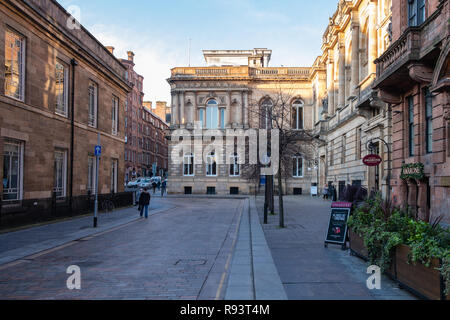 Glasgow, Scotland, UK - December 14, 2018:  Looking along Nelson Mandela Place in the city centre of Glasgow. Stock Photo