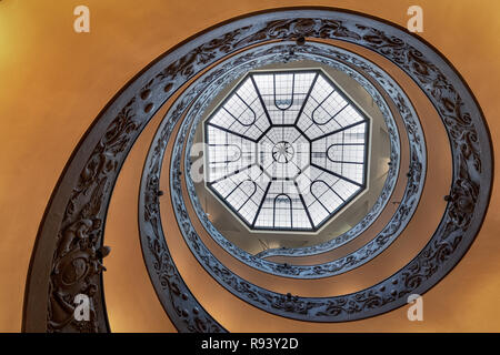 Bramante Staircase or the Spiral Staircase seen from below, Vatican Museums, Rome, Lazio, Italy