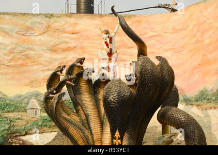 Mantralayam,Andhra Pradesh,India DECEMBER 13,2018 :sculpture of Lord Krishna dancing on the snake in mantralayam Stock Photo