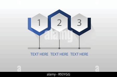 Infographic hexagonal three step process Stock Vector