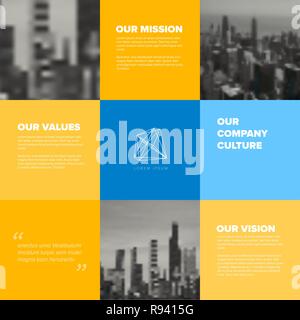 Company culture template - corporation mission, vision and values Stock Vector
