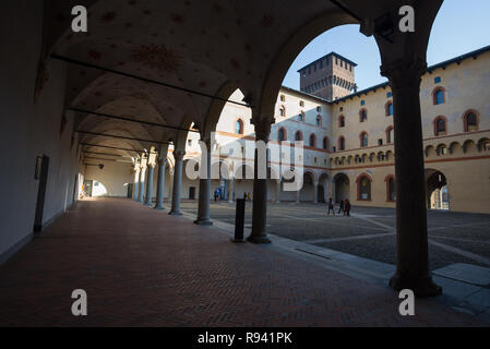 MILAN, ITALY, DECEMBER 5, 2018 - Rocchetta courtyard in Sforzesco Castle in Milan, Italy Stock Photo