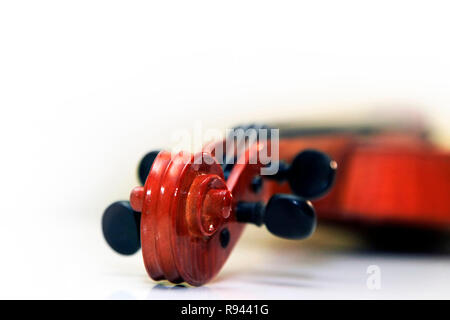 1937 old violin on the white background Stock Photo
