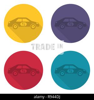 Trade in icons. Concept of an exchange of the car with surcharge Stock Vector