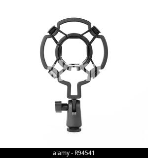 Music and sound - Front view plastic Microphone Mic Shock Mount fits MXL Stock Photo