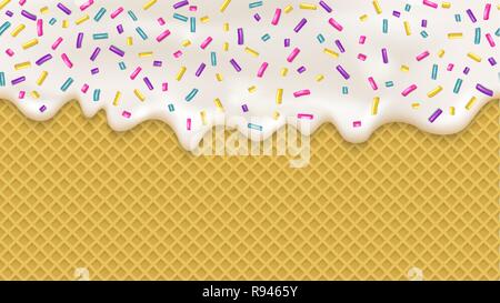 Realistic white cream and wafer for wallpaper design. Vector sea Stock Vector