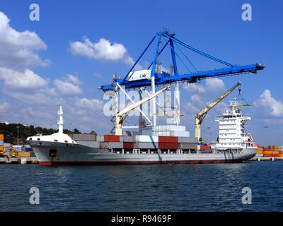 Container Ship Discharging Stock Photo