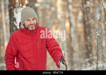 Mature man cross-country skiing Stock Photo
