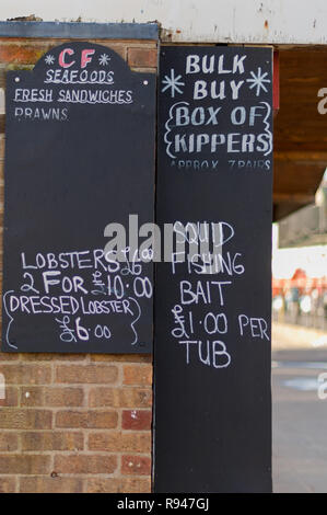 food signs and prices Stock Photo