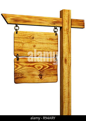 Wooden signboard - object isolated over white Stock Photo