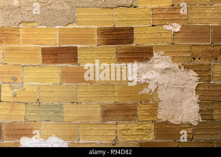 old brick wall background, old brick wall, mud brick wall, worn brick Stock Photo