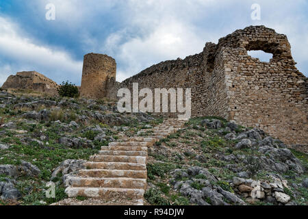 Part of Castle Larisa, the ancient and medieval acropolis of the city of Argos in Peloponnese, Greece Stock Photo