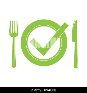 green plate with cutlery meal check vector illustration EPS10 Stock Vector