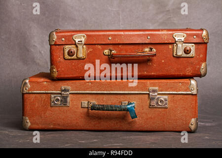 Old red suitcases Stock Photo