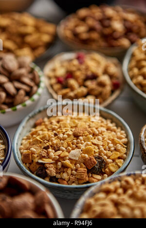 Close up and selective focus. Composition of different kinds cereals Stock Photo