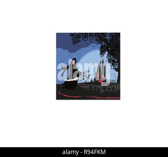 Grim reaper illustration card Stock Vector