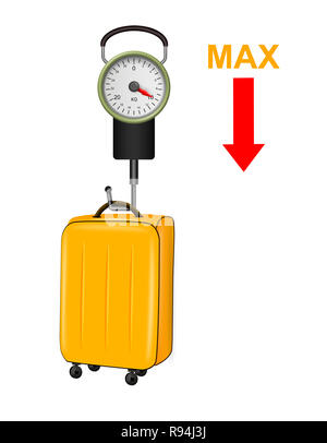 Illustration of manual scale to weigh suitcases at the airport on white background Stock Photo