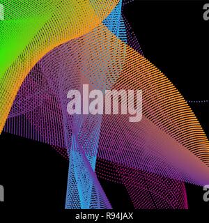 neon bright colored gradient abstract dotted background from lines Stock Vector