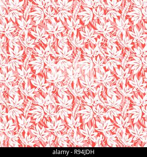 Vector seamless coral color background. Nature ethnic pattern. Stock Vector